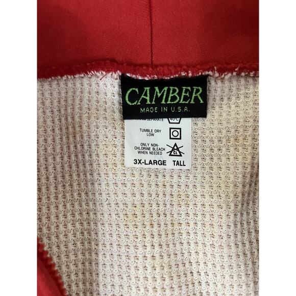 Camber 3X Tall Heavy Thermal Red USA Made Full Zip Hoodie Reflector Jacket LI NY - Picture 5 of 15